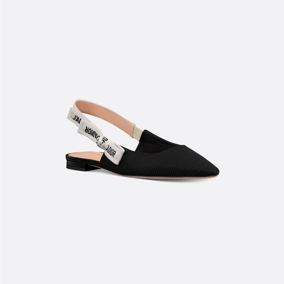 Dior | J'Adior Slingback Flat | Black Technical Fabric - Picture 1 of 14